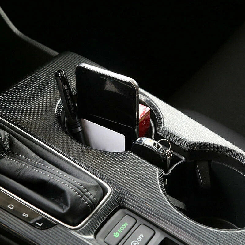 Black Console Water Cup Storage Box Frame Trim for Honda Civic (2022–2023)