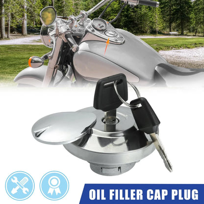 Motorcycle Lock Fuel Tank Filler Cover Set with 2 Keys for Honda Shadow