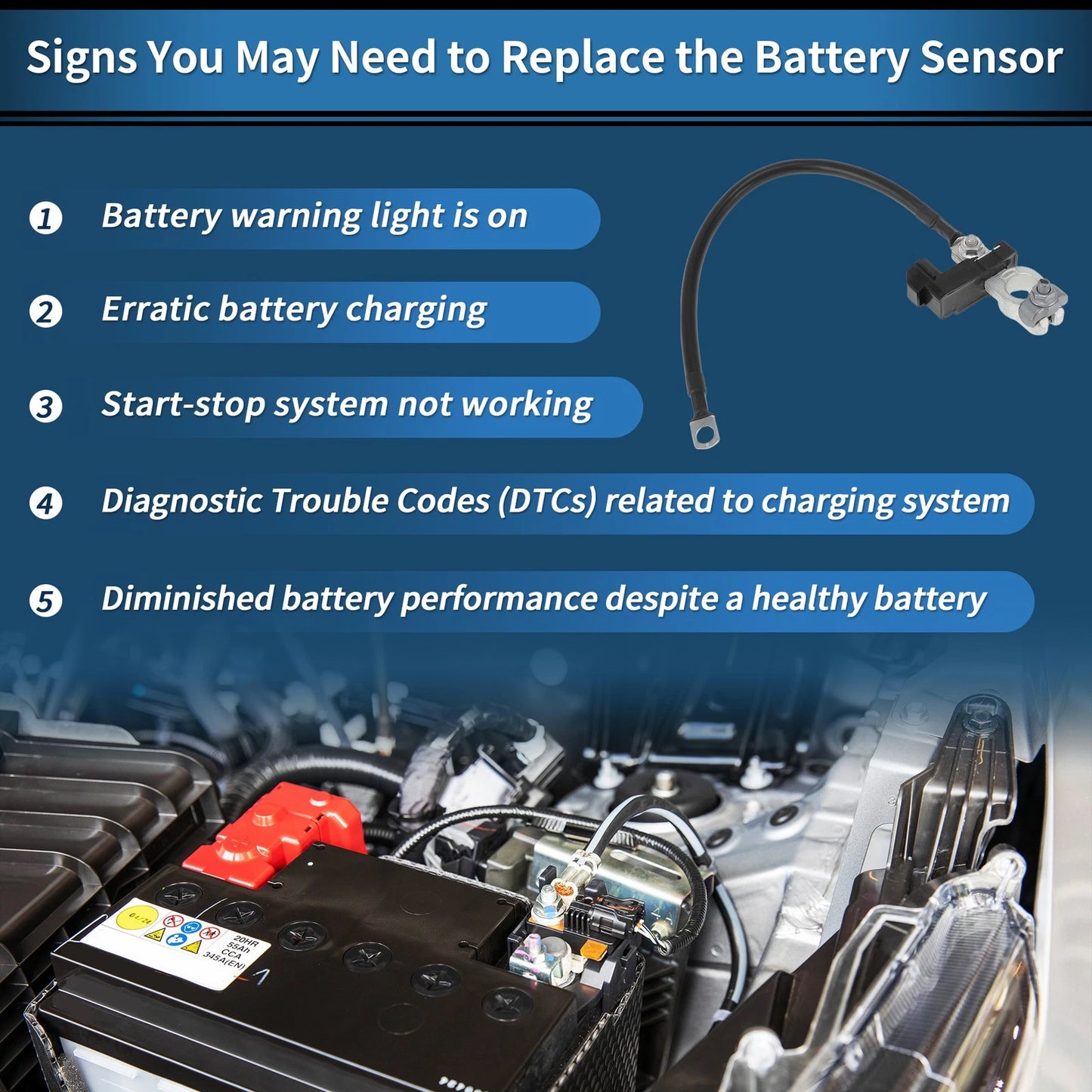 Battery Current Sensor Assy No.37180-A7000 for Kia Forte Forte5 (2014–2018)