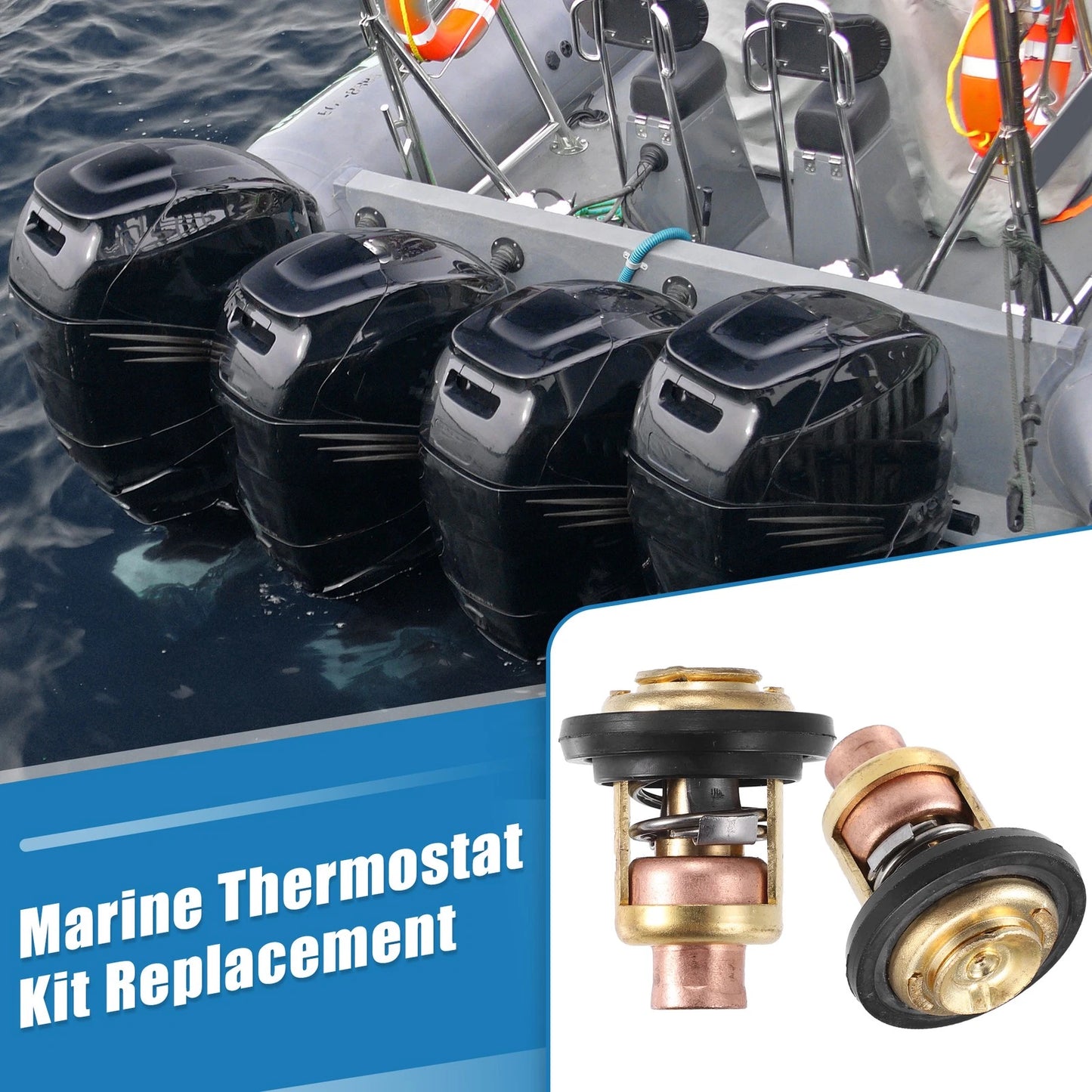 2pcs Marine Thermostat Kit for Mercury Marine V-6 135-200HP (143 Degree)