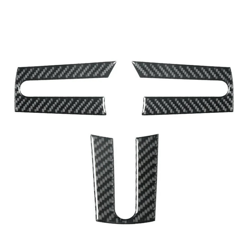 3 x Carbon Fiber Interior Steering Wheel Cover Trim for Ford Mustang (2005–2009)