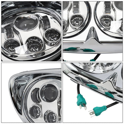 5 3/4in Projector LED Dual Front Headlight Lamp for Harley Road Glide (1998-2013)