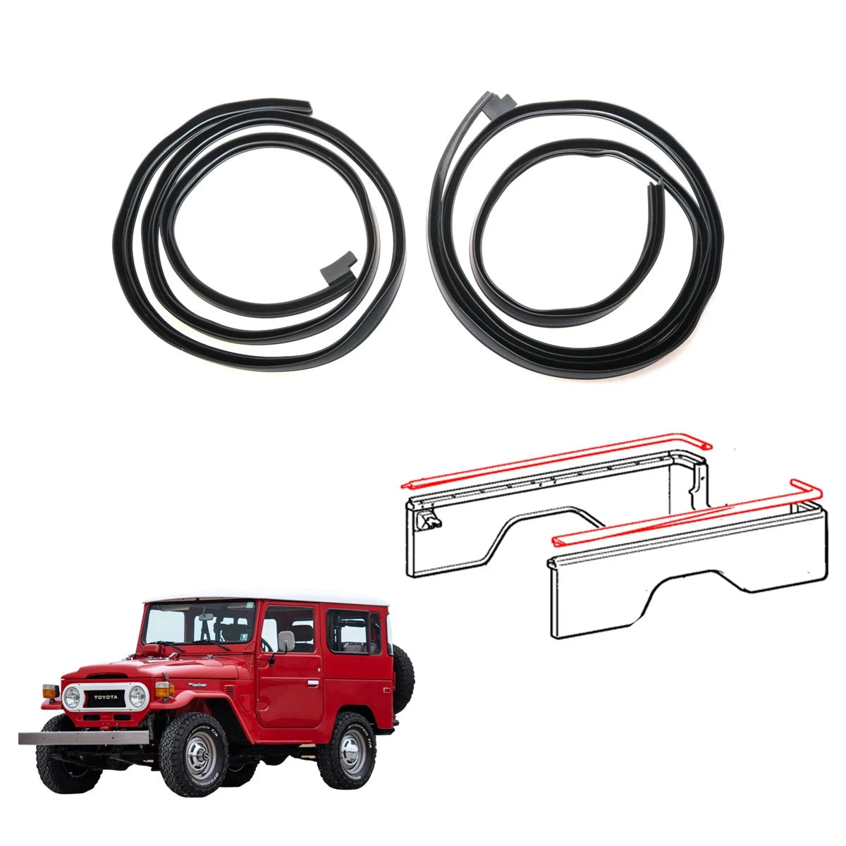 Rear Body Side Weatherstrip for Toyota Land Cruiser BJ45 FJ45 HJ45 HJ47 (1969–1986)