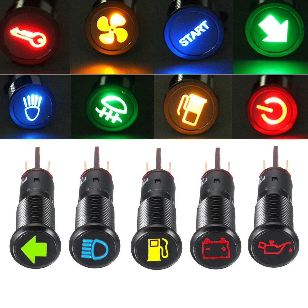 12V 16mm LED Dash Panel Indicator Light for Car Boat