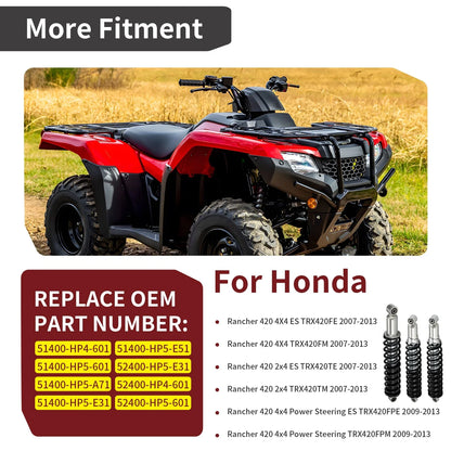 Front & Rear Shocks Absorber for Honda Rancher 420 (2009–2013)