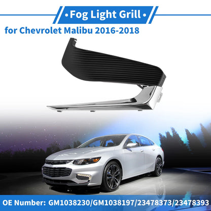 Front Left Fog Light Grill No.GM1038230 for Chevrolet Malibu (2016–2018) Black Chrome