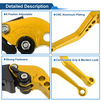 Adjustable Short Brake Clutch Levers for Suzuki GSXR750 (2004–2005) Gold Tone