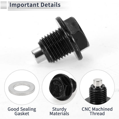 Set of 1 M12x1.25 Engine Oil Drain Plug with Gasket for Car Motorcycle