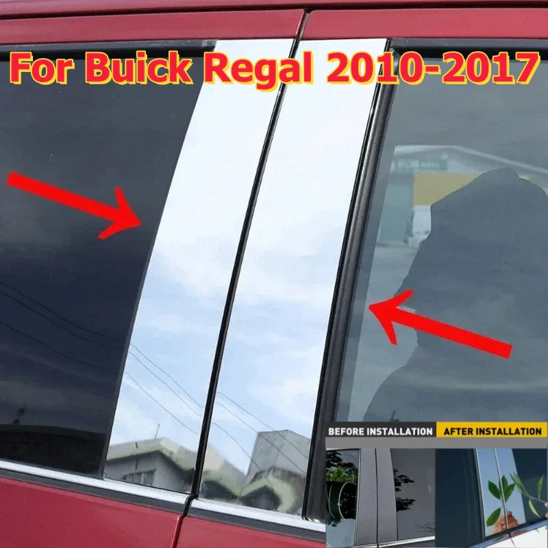 6PCS Window Door Pillar Posts Trim Cover for Buick Regal (2010–2017)