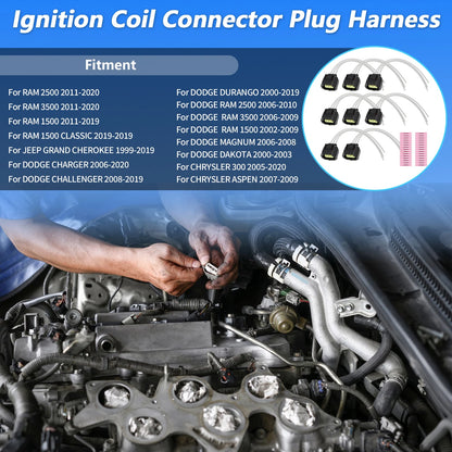 8X Ignition Coil Connector Plug Harness for RAM JEEP (No. 5019952AA)