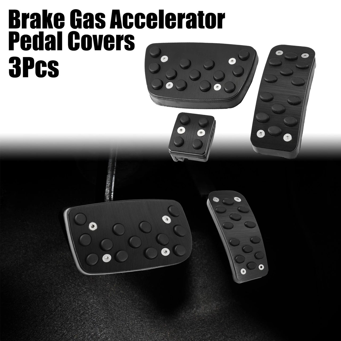 3pcs Brake Gas Accelerator Pedal Covers for Toyota Camry (2012–2017) Black
