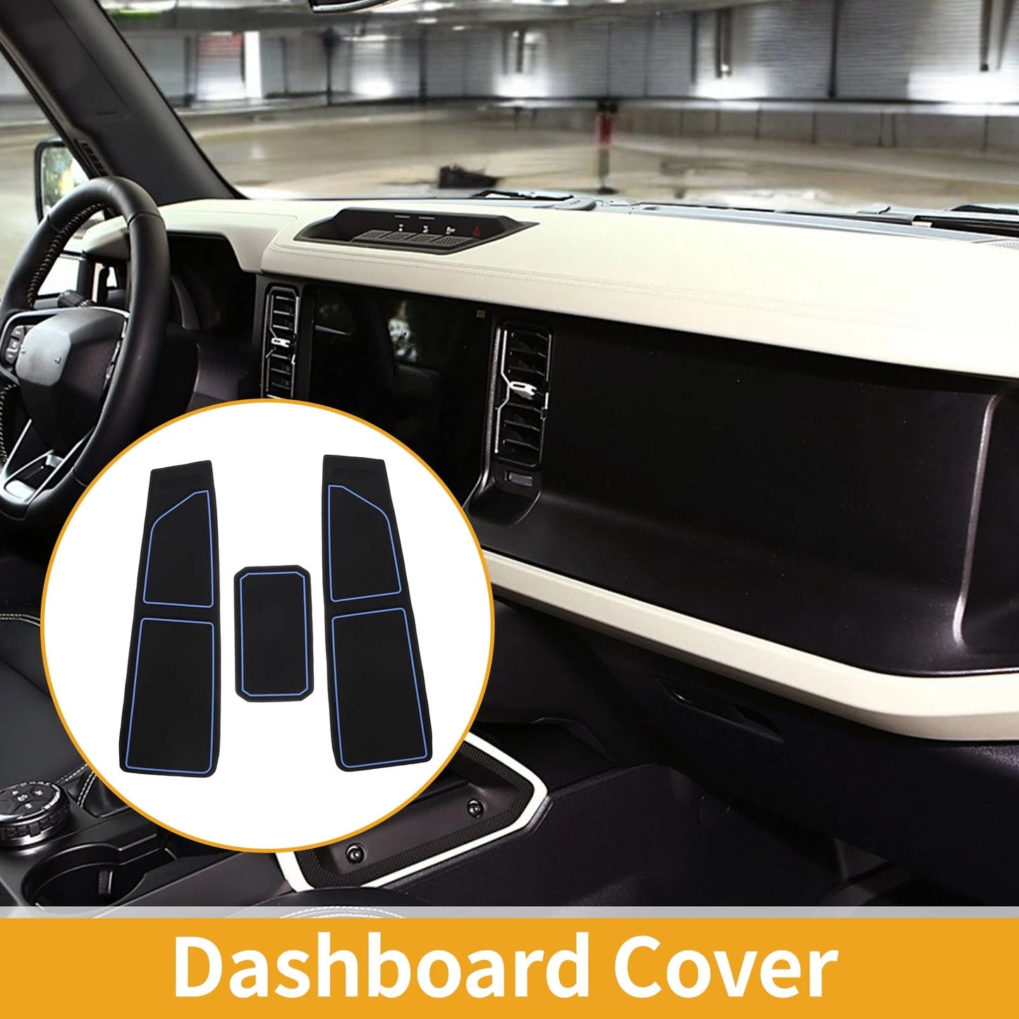 Dashboard Cover for Ford Bronco (2021–2024) Black Blue Set of 1