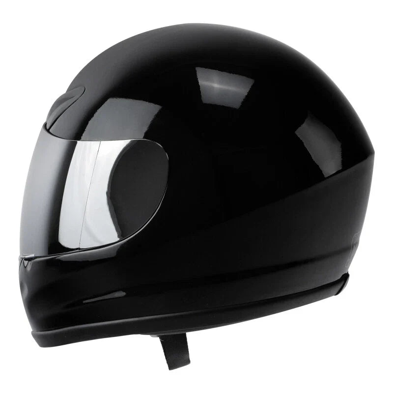 Full Face Motorcycle Helmet Glossy Silver for Street Bike Adult S-XXL