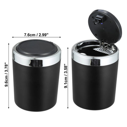 Universal Car Ashtray Trash Can with LED Light - Black