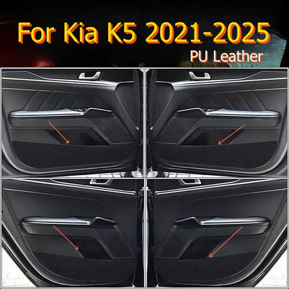 Carbon Leather Inner-Door Anti-Kick Pad Cover Trim for Kia K5 (2021–2025)
