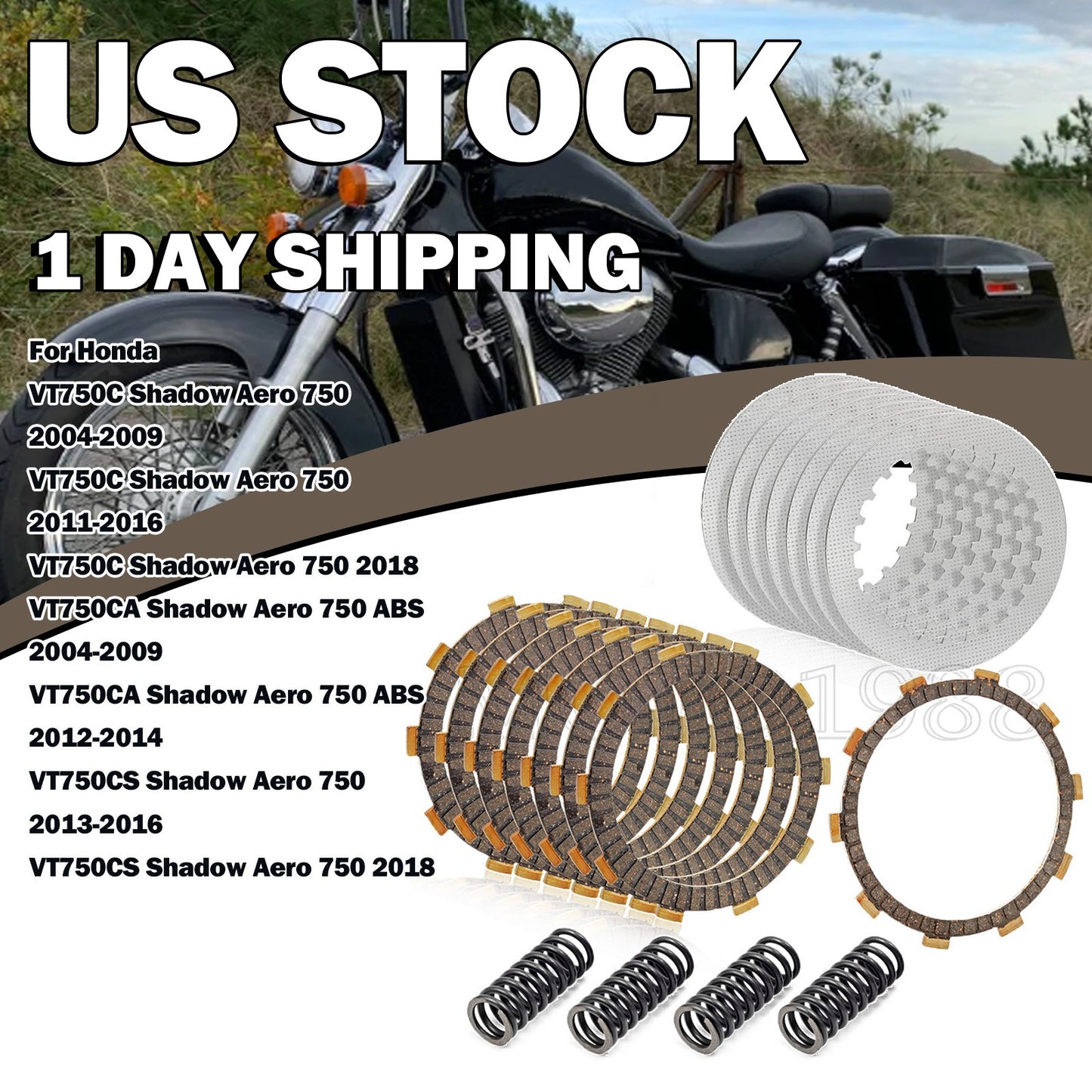 Clutch Friction Steel Plates Kit for Honda Shadow ACE 750 (1998–2003)