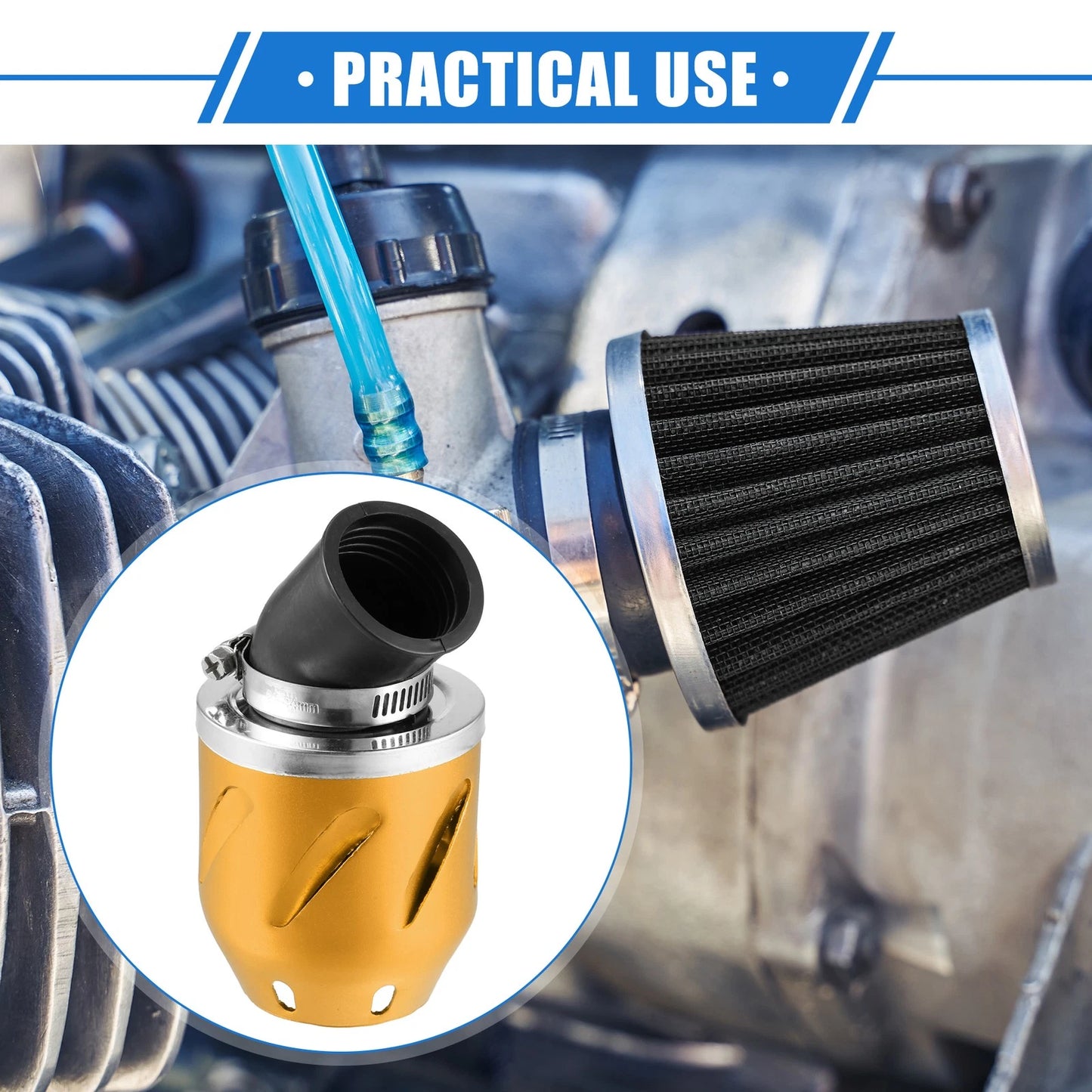 Air Filter for Universal Motorcycle ATV (35mm ID, 140x70mm, Aluminum Alloy)