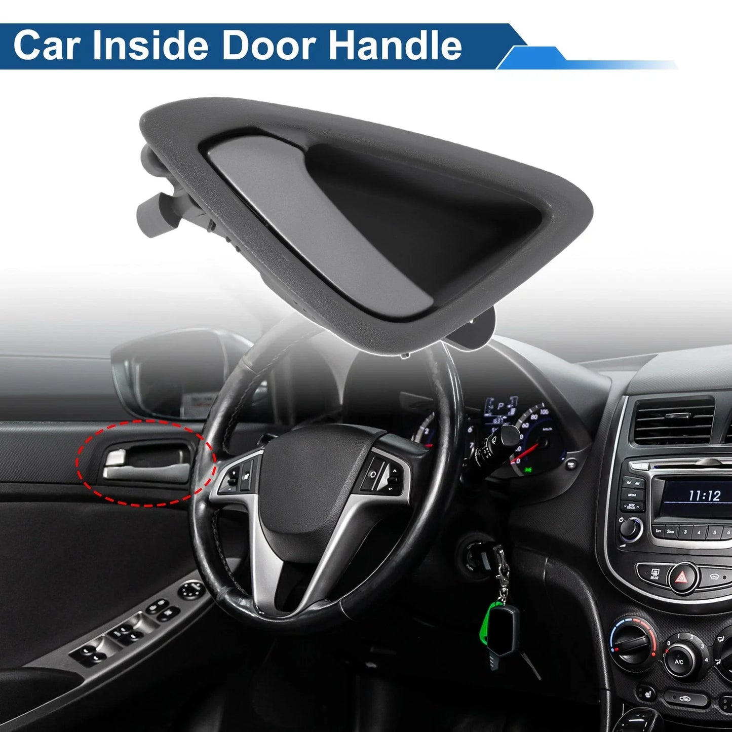 Front Passenger Side Interior Door Handle for Chevrolet Sail (2010-2014) Gray Chrome