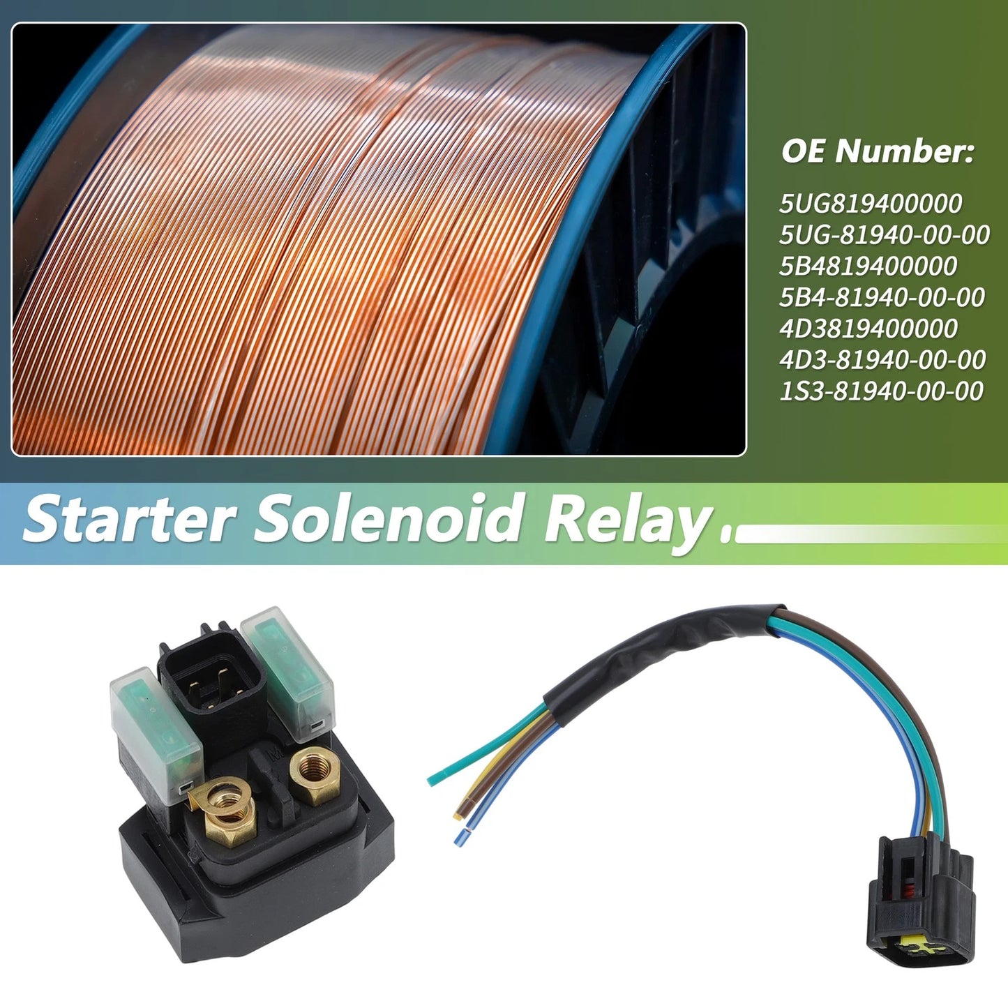 Starter Solenoid Relay for Yamaha YFM700/YFM700R (2006–2023) 5UG819400000/5B4819400000