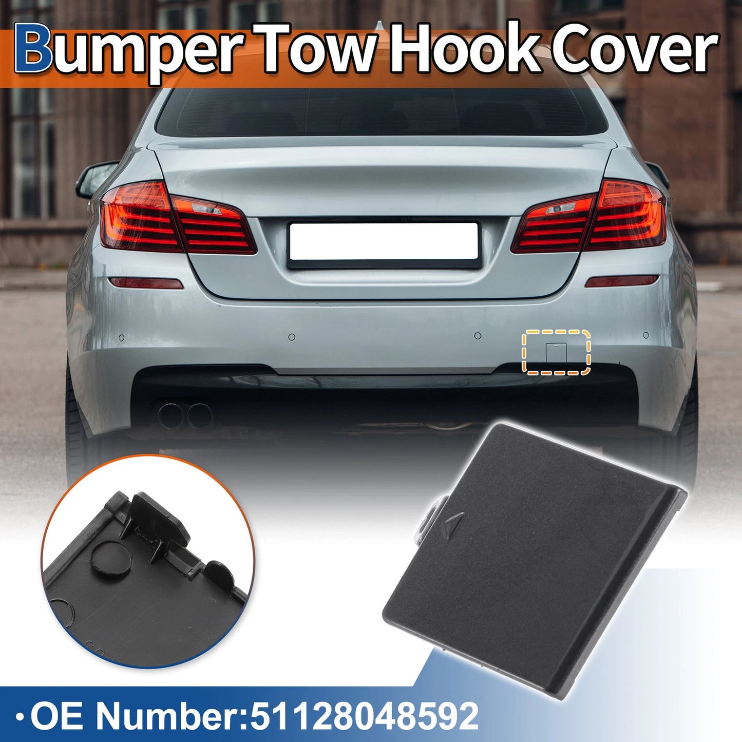 Rear Car Bumper Tow Hook Cover for BMW 5 Series F10 (2011–2017) No. 51128048592 Mineral Grey