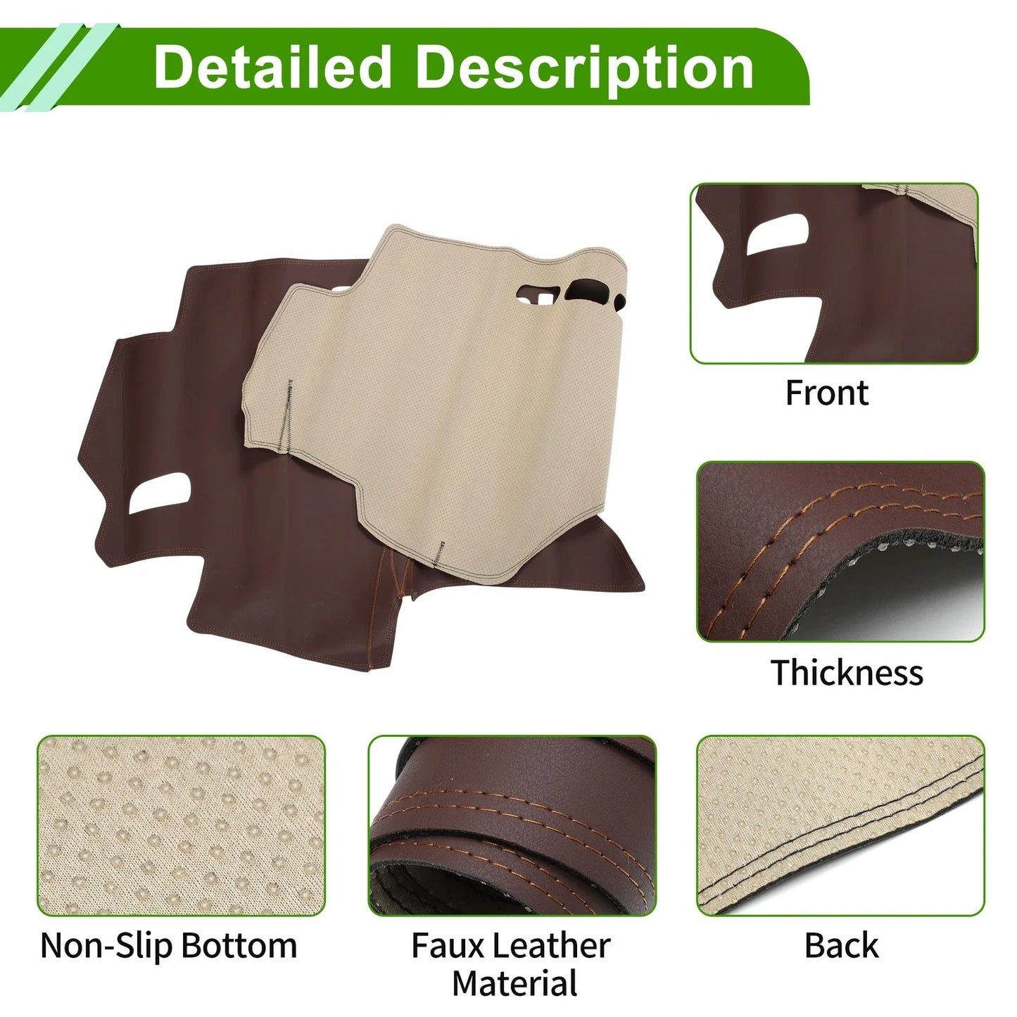 Dashboard Cover Mat for Honda Fit Jazz (2014-2019) - Brown Dash Cover