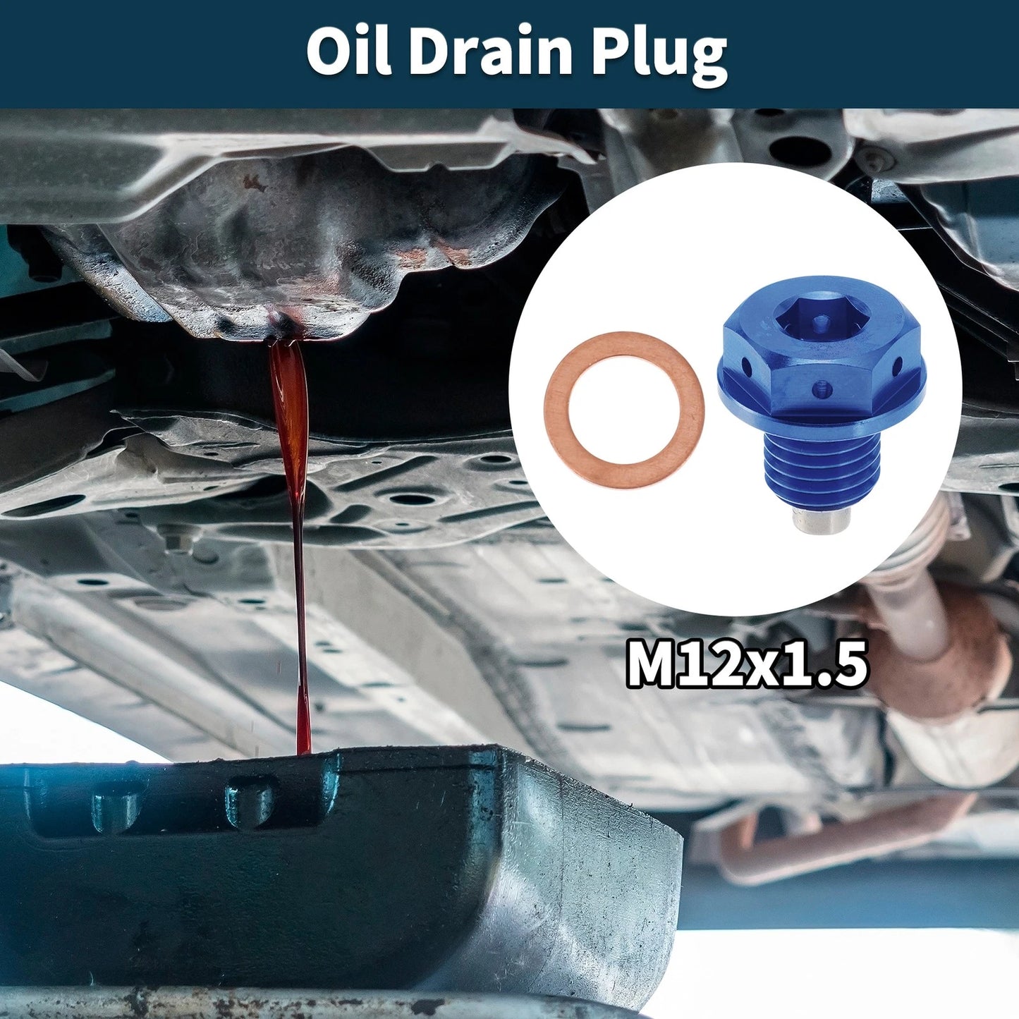 M12x1.5 Magnetic Oil Drain Plug for Various Models (1 Pc)