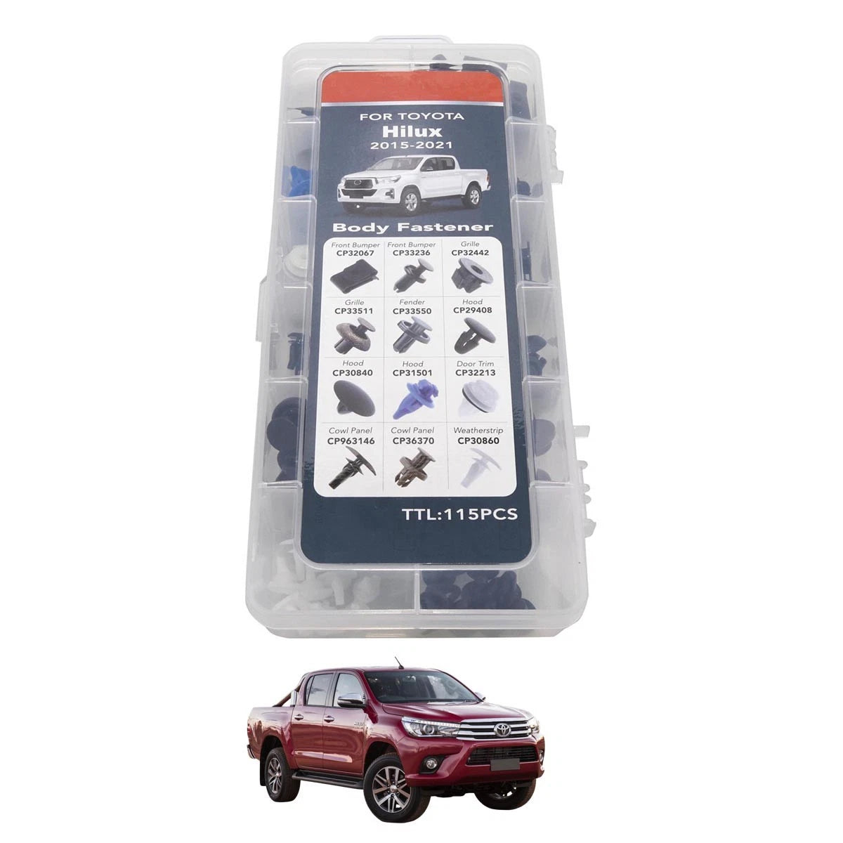 Set of 4 Bumper Clips for Toyota Hilux Pickup (2015–2021)
