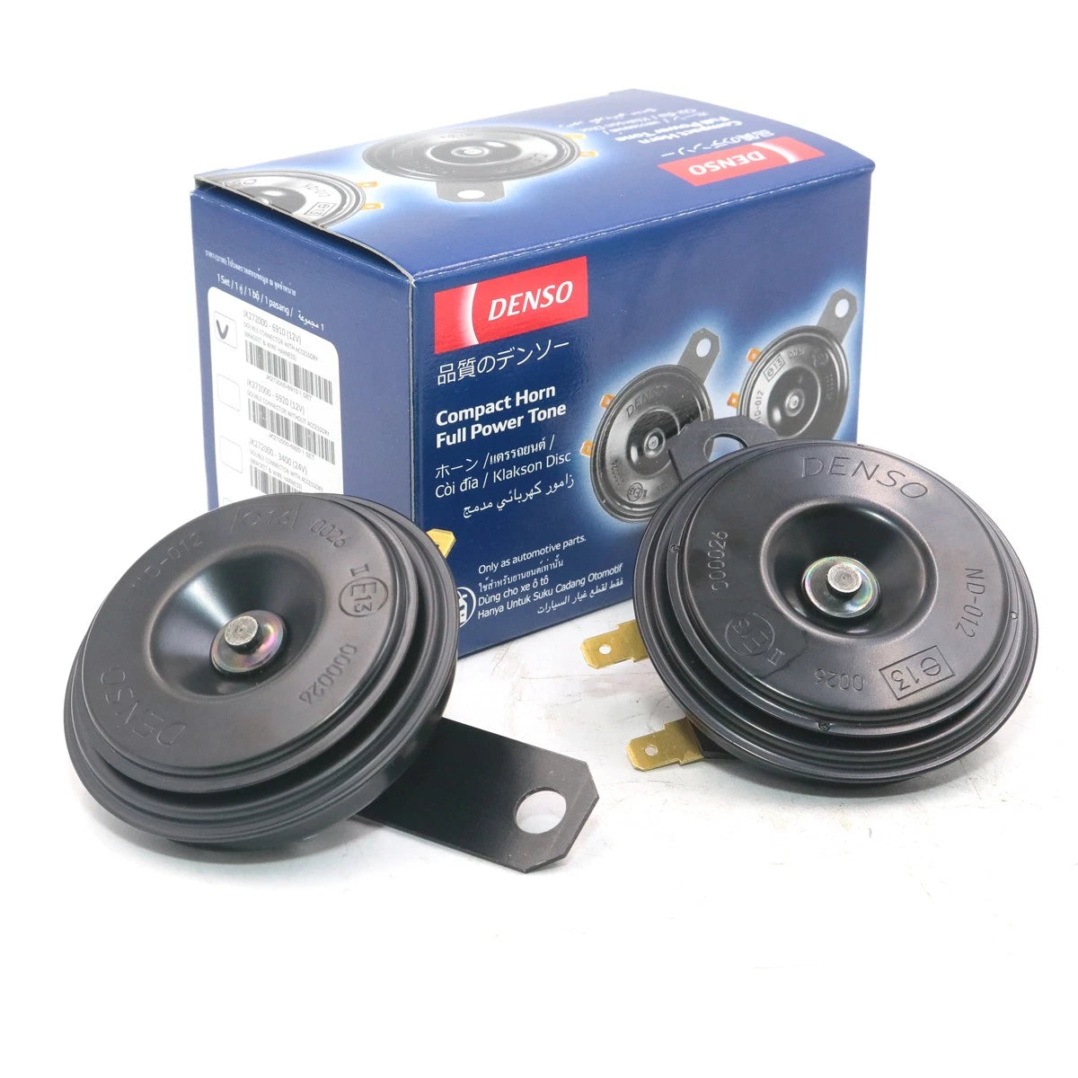 Set of 2 Denso JDM Horns for Universal Fit (12V, 111 dB Tone)