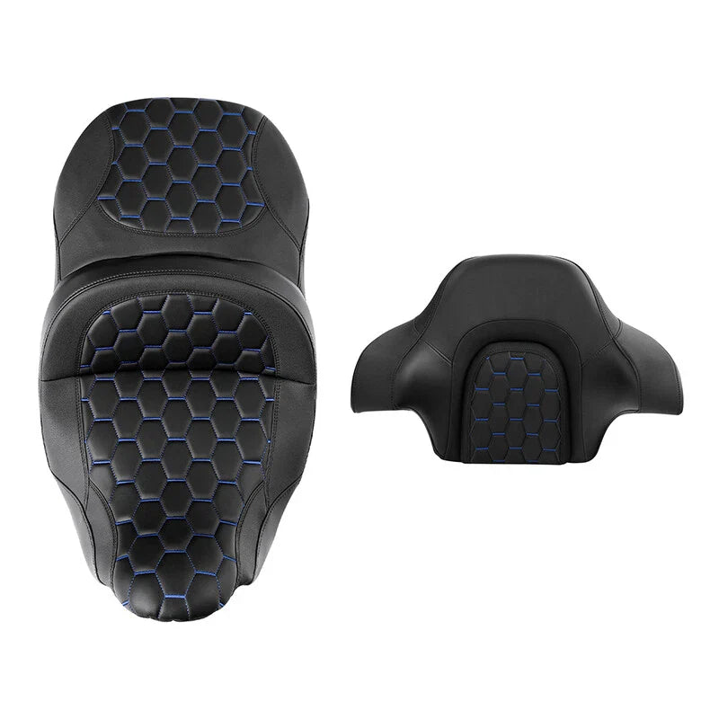 Driver Passenger Seat Backrest for Harley Street Tri Glide (2014-2023) Black Blue