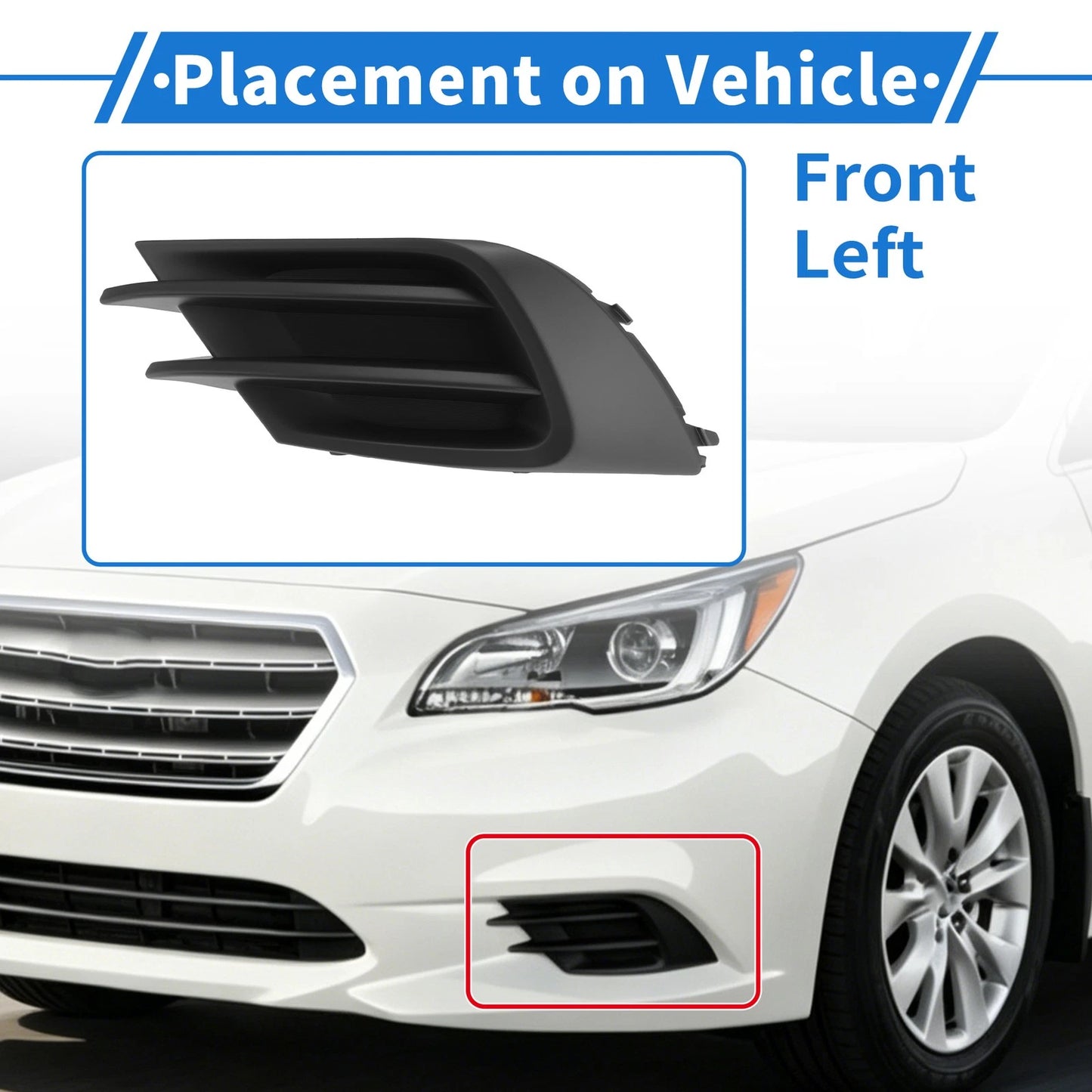 Fog Light Grille No.SU1038141 for Subaru Legacy (2015–2017) Black ABS
