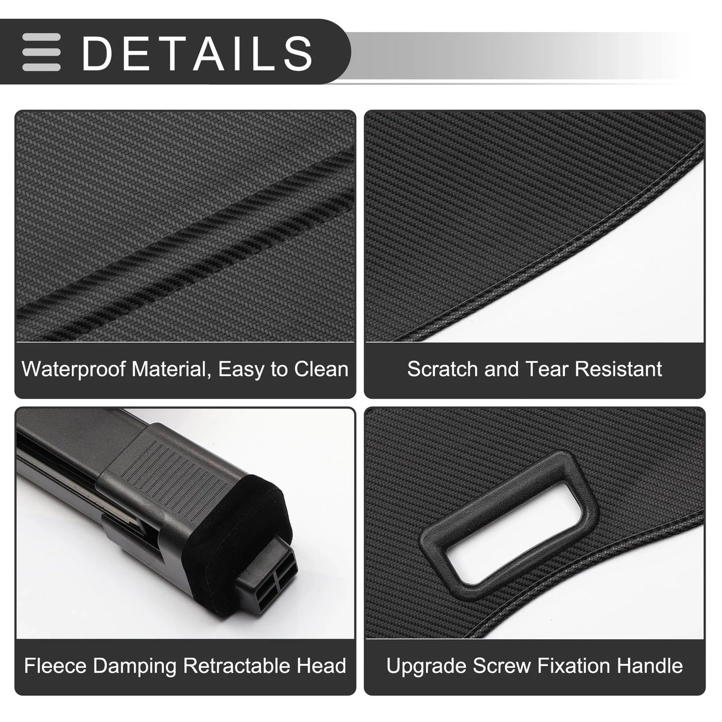 Retractable Cargo Cover for Honda Pilot (2016-2023) - Trunk Parcel Shelf Black