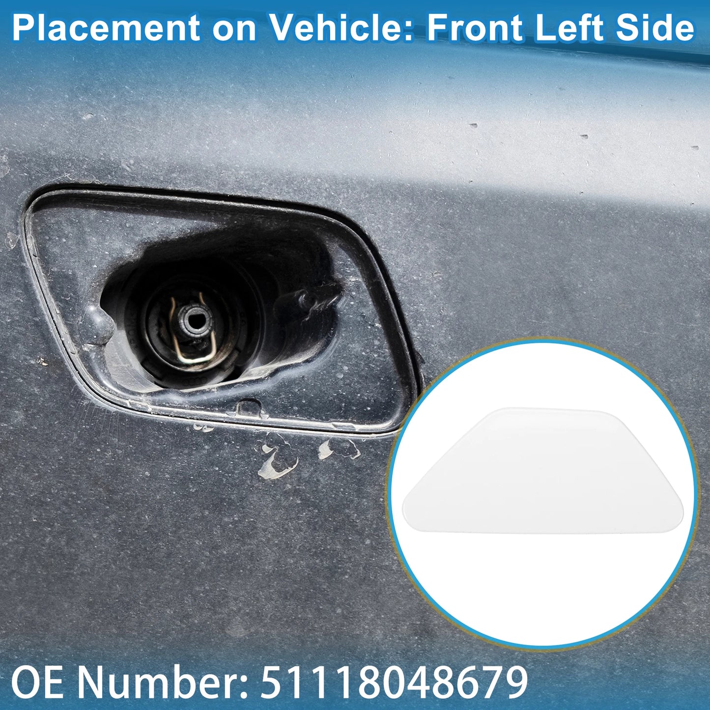 Front Left Washer Nozzle Cover Cap No. 51118048679 for BMW 528i (2011–2016)