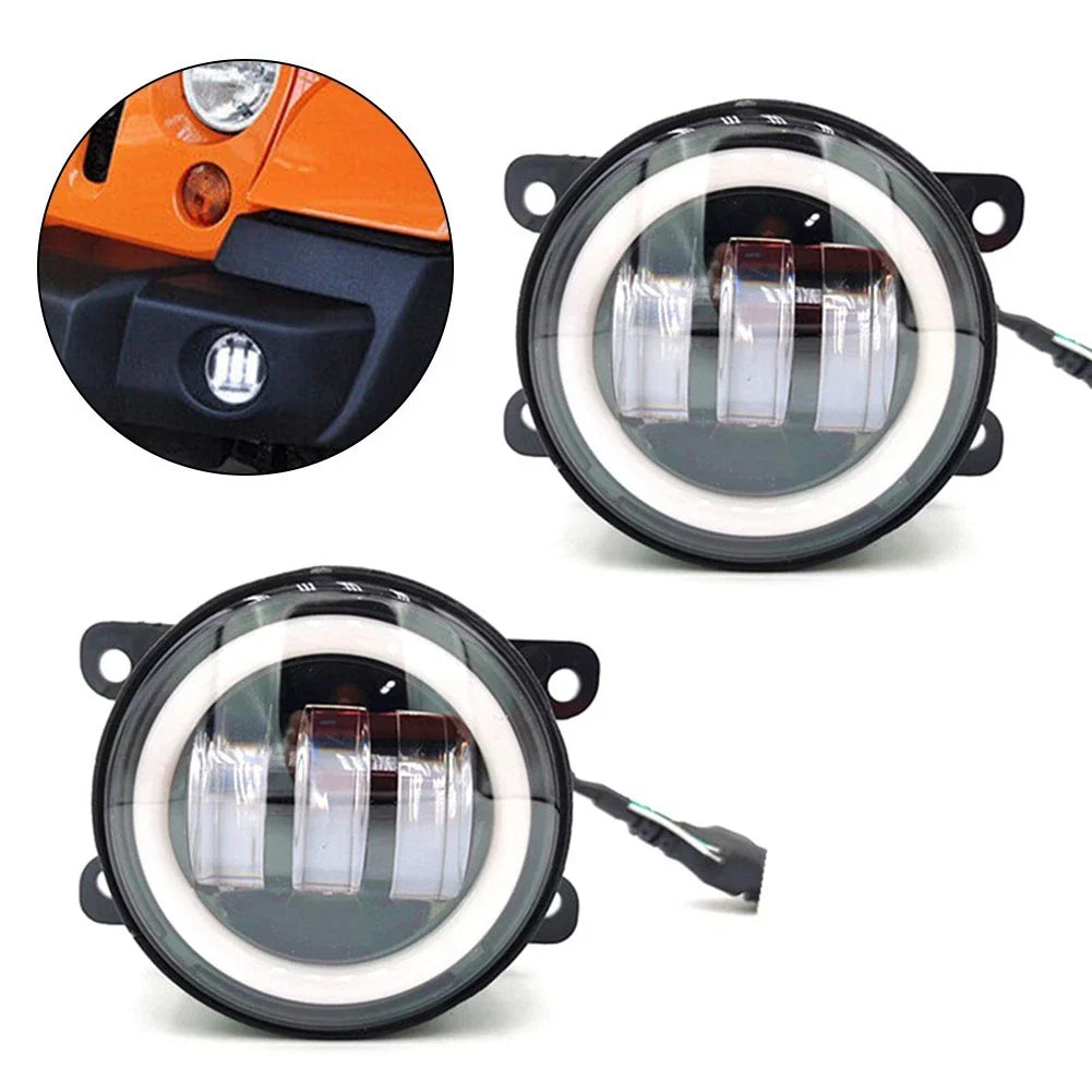 Fog Lamp 1pc LED Headlight 6000K Angel Eyes for Car SUVs Motorcycles