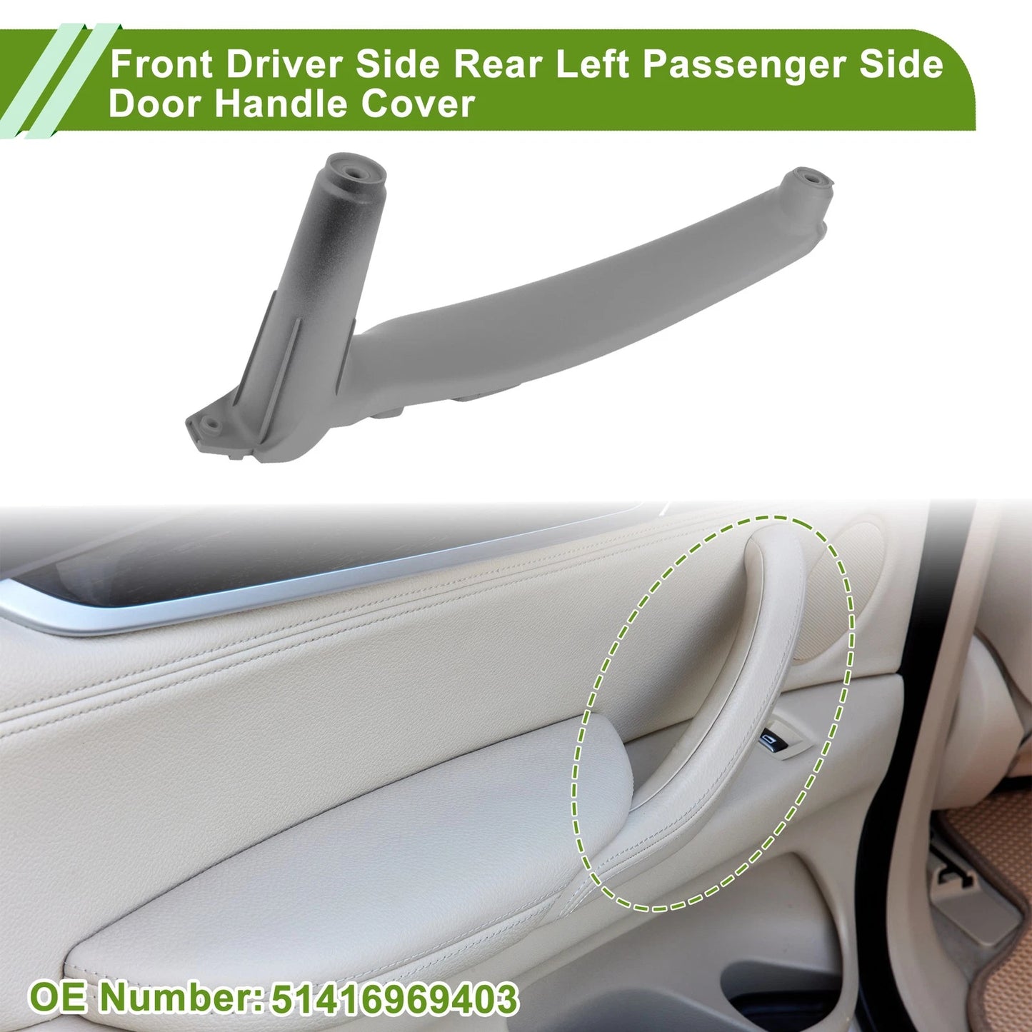 Door Panel Handle Pull Trim Cover for BMW X5 E70 (2007–2013) No. 51416969403 Gray Black