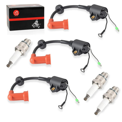 3 Ignition Coils w/ Spark Plug for Yamaha 9.9–50 HP