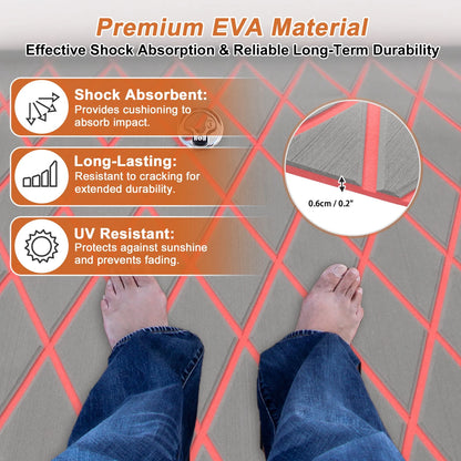 Self-Adhesive Boat Flooring Strip 96" L x 24" W Light Gray with Red Line