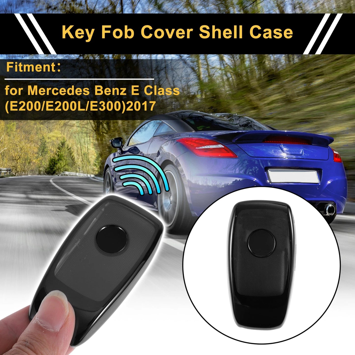 Black TPU Car Key Case for Mercedes Benz E Class (2017) 3 Buttons