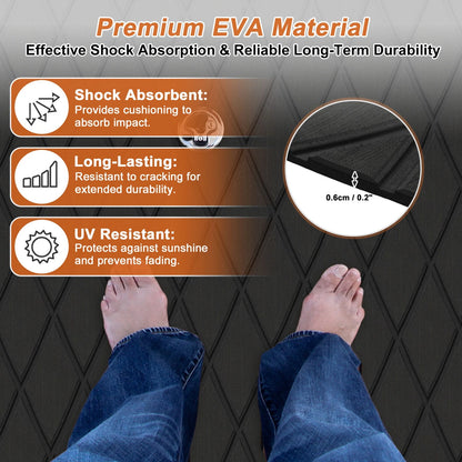 Self-Adhesive Boat Flooring Strip 48" L x 17" W EVA Black