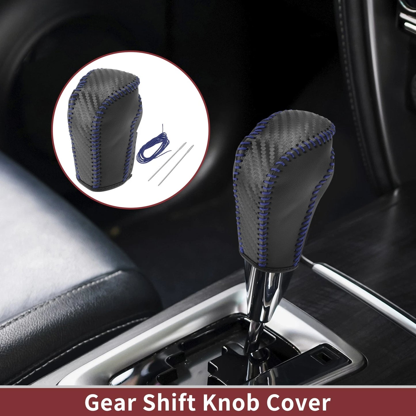 Gear Shift Knob Cover for Honda Inspire (2023) Blue Faux Leather