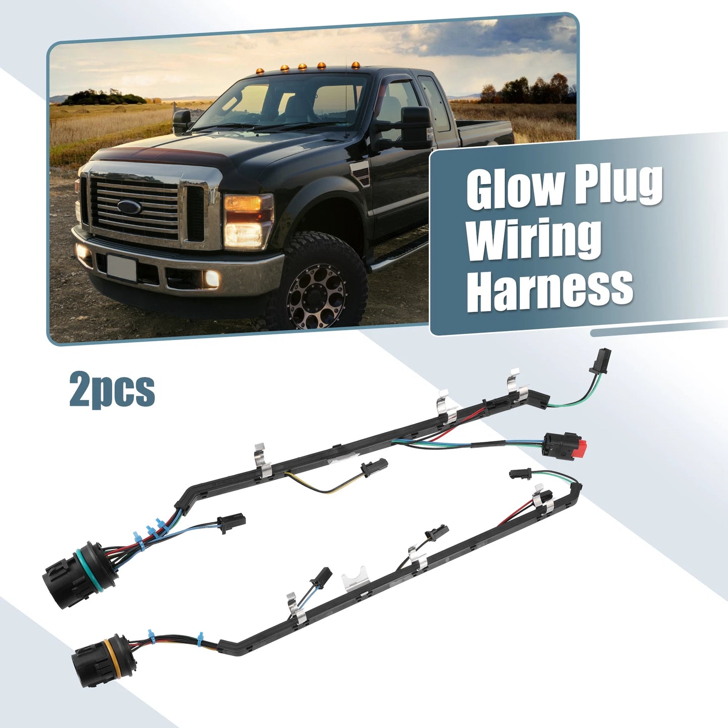 2X Glow Plug Wiring Harness 8C3Z9D930AA 8C3Z12A690BA for Ford F-250 F-350 (2008–2010)