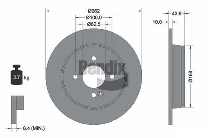 2X Rear Brake Rotors for Hyundai Accent (2011–2017) Kia Rio (2011–Onwards)