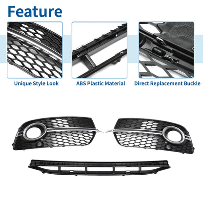 Set of 1 Front Lower Bumper Grille for Audi Q5 (2017) No.8R0807681S Black