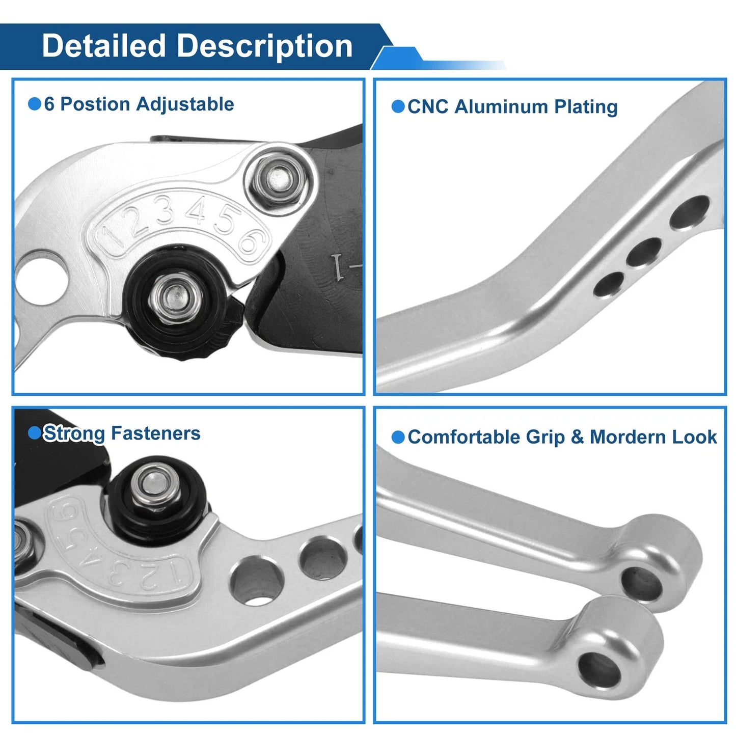 Adjustable Short Brake Clutch Lever Set for BMW F650GS (2008–2012) Silver Tone