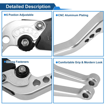 Adjustable Short Brake Clutch Lever Set for BMW F650GS (2008–2012) Silver Tone