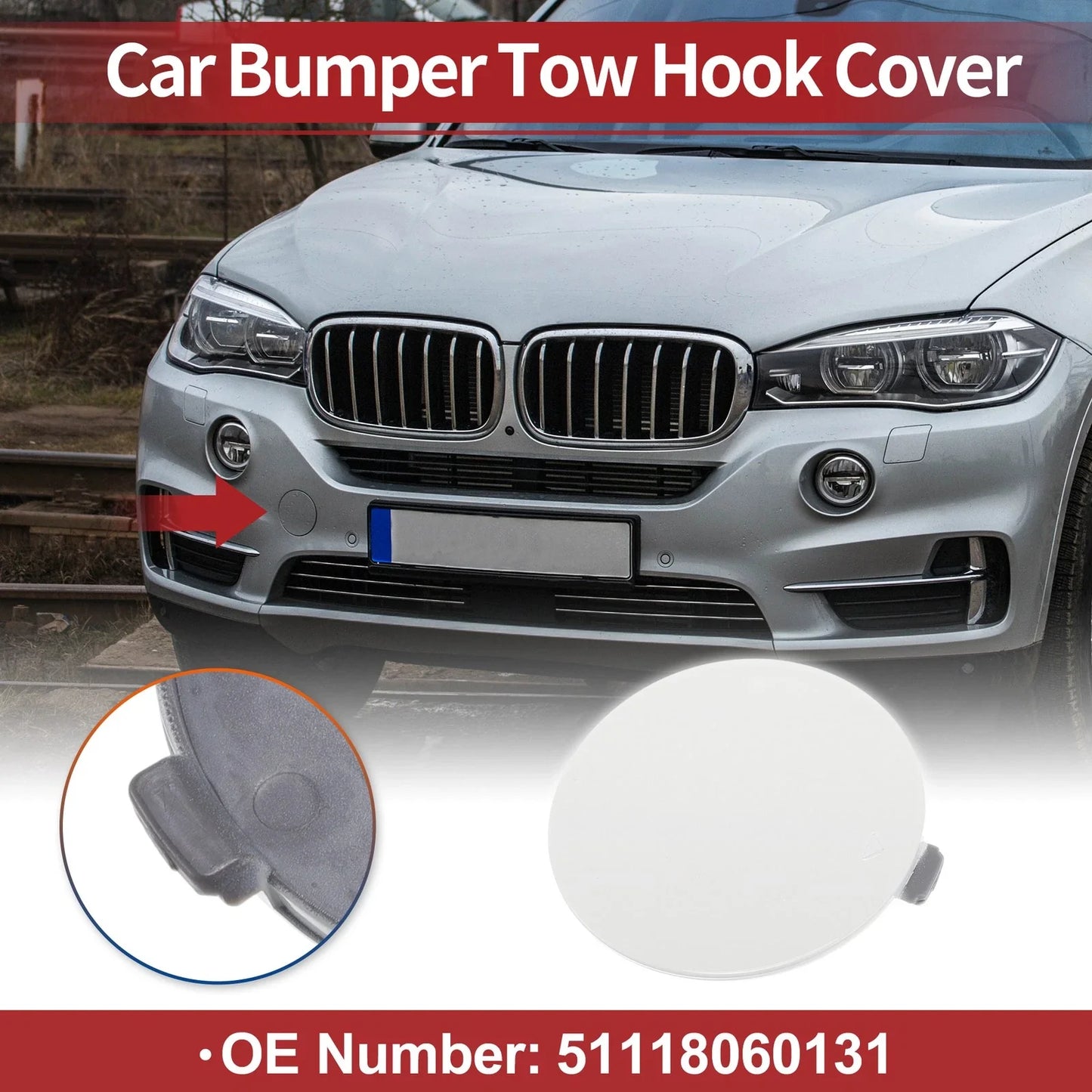 Tow Hook Cover for BMW X5 (2014-2018) White 1 Pcs