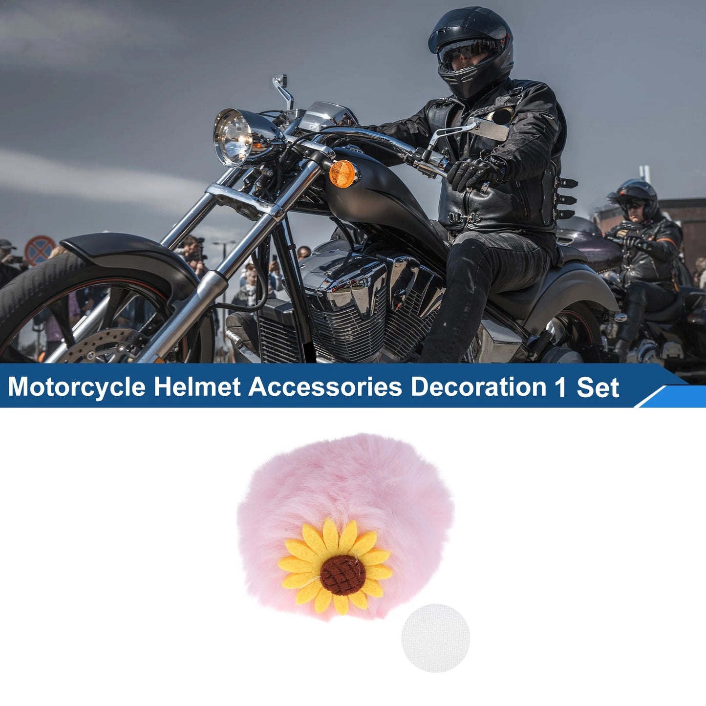 Set of 1 Pink Plush Decoration Light for Motorcycle Helmet
