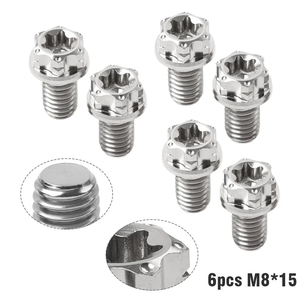 6pcs M8x15mm Titanium Torx Head Flange Bolts for Motorcycle Bike