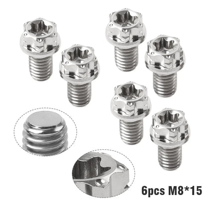 6pcs M8x15mm Titanium Torx Head Flange Bolts for Motorcycle Bike