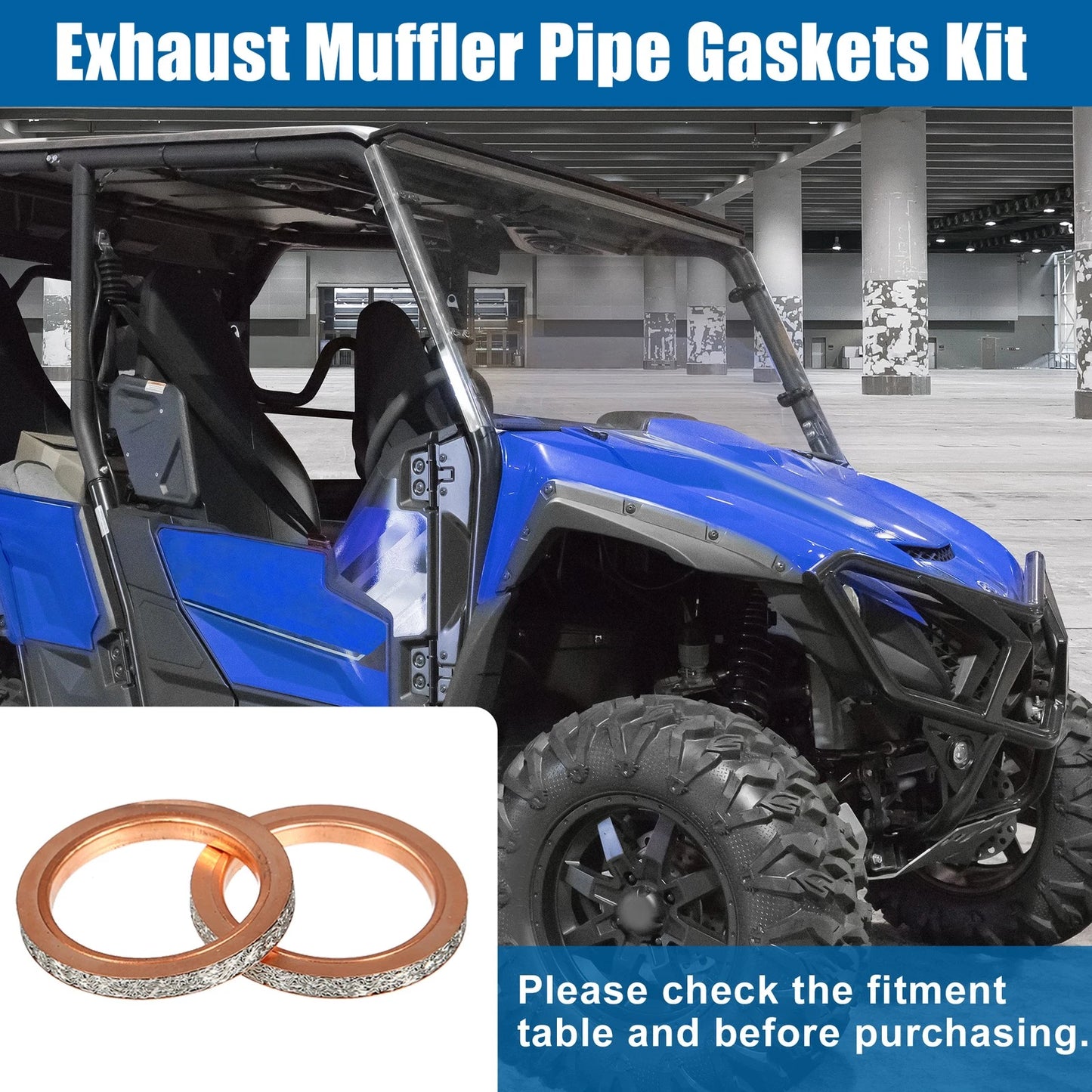 2X Exhaust Muffler Pipe Gaskets for Yamaha Rhino 660 (2004–2007)