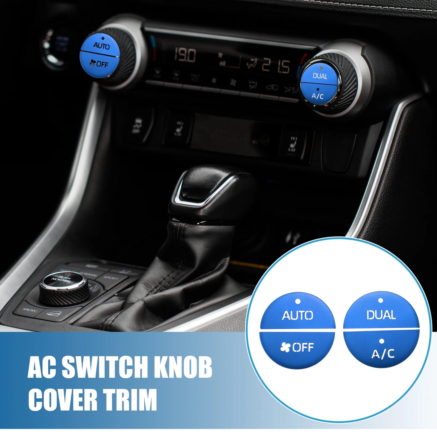 Set of 4 AC Switch Knob Cover Trim for Toyota RAV4 (2019–2022) Aluminum Blue
